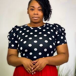 Polka dot puff sleeve top